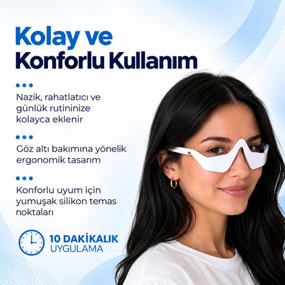 Silikon temas noktalı ergonomik Dima Red Eyes cihazını takan kadın